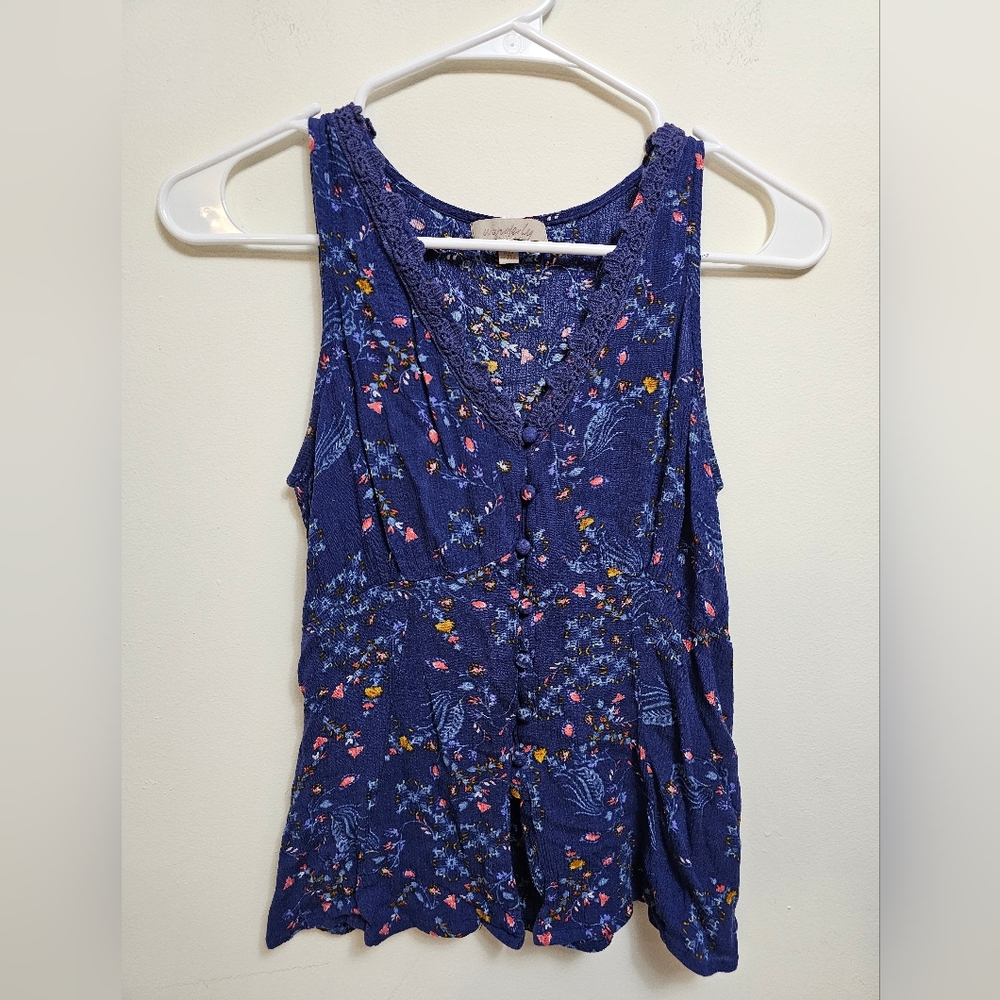 Wonderly Blue Sleeveless Tank‎ Top